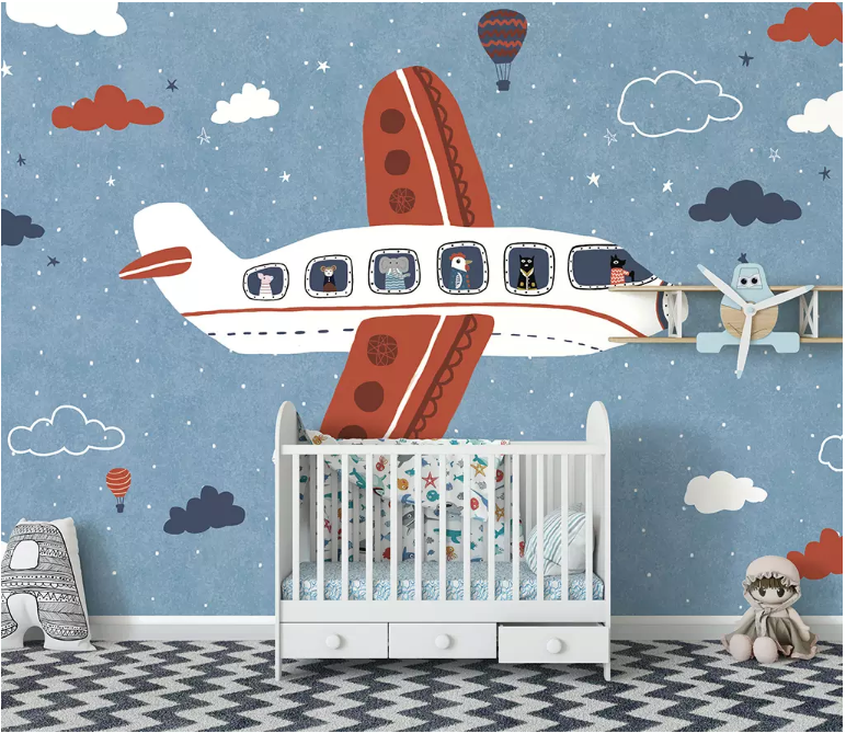 3D Cute Airplane 2134 Wall Murals