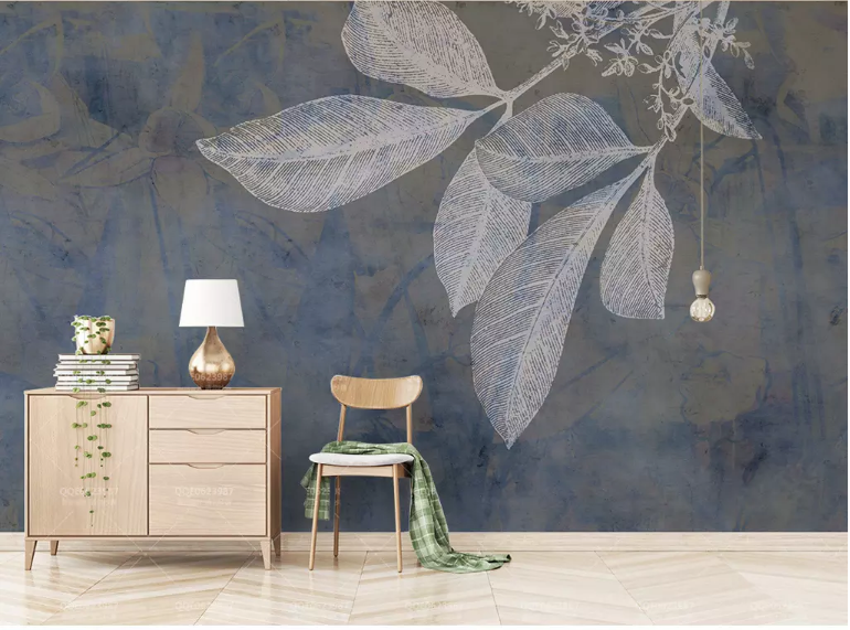 3D Grey Leaves 2060 Wall Murals