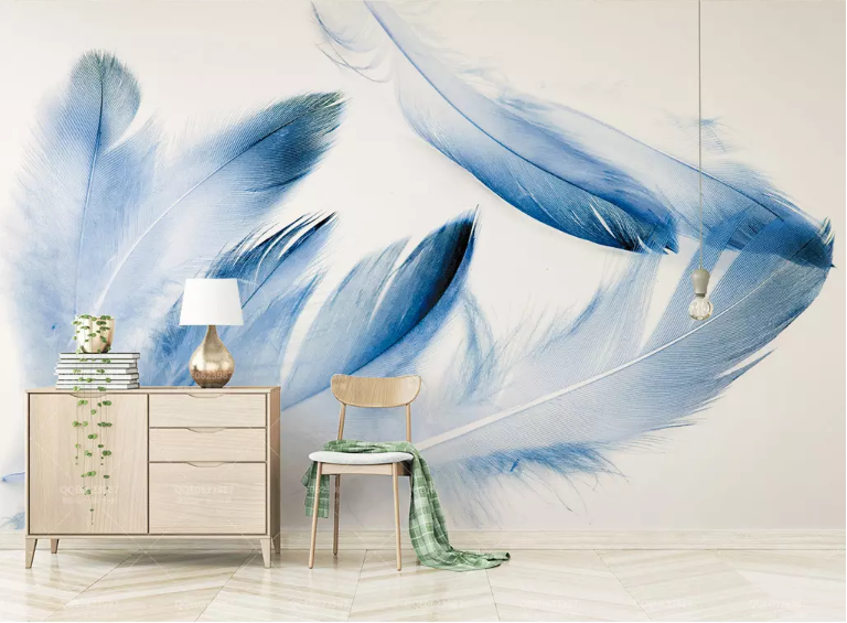 3D Blue Feather 2057 Wall Murals