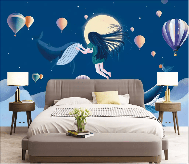 3D Whale Moon 2174 Wall Murals Wallpaper AJ Wallpaper 2 