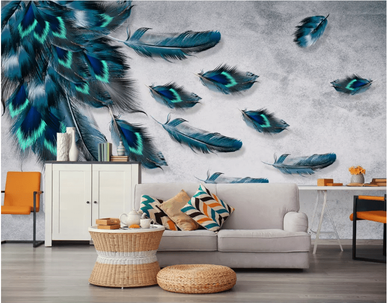 3D Green Feather 2121 Wall Murals Wallpaper AJ Wallpaper 2 