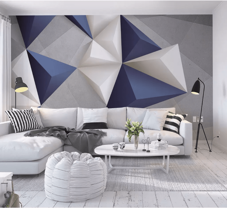 3D Blue Triangle 2067 Wall Murals Wallpaper AJ Wallpaper 2 