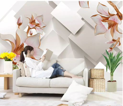 3D Square Flowers 2024 Wall Murals