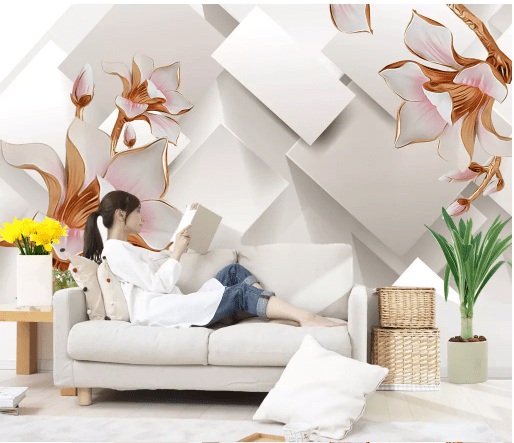 3D Square Flowers 2024 Wall Murals Wallpaper AJ Wallpaper 2 