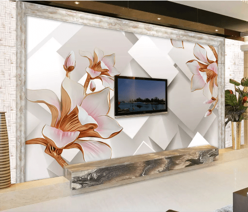 3D Square Flowers 2024 Wall Murals Wallpaper AJ Wallpaper 2 
