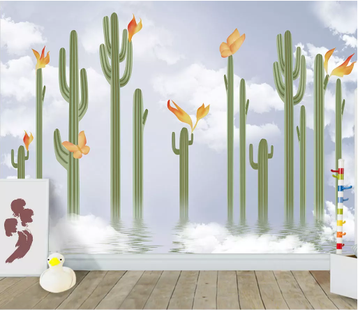 3D Cactus Flower 2177 Wall Murals