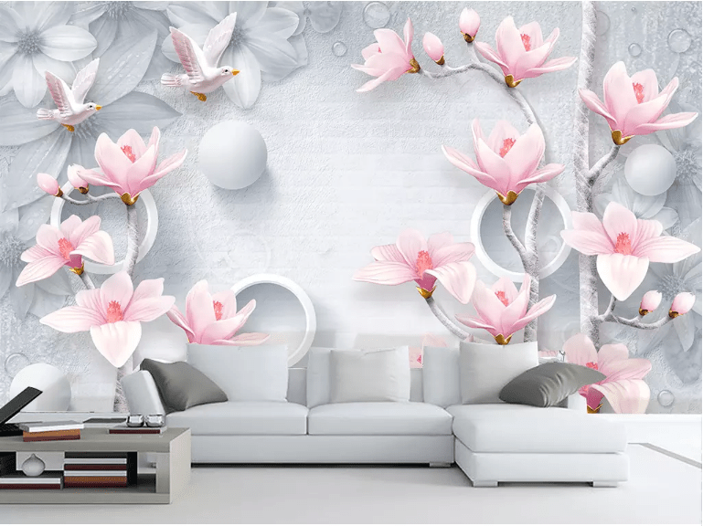 3D Pink Magnolia Flower 2072 Wall Murals Wallpaper AJ Wallpaper 2 
