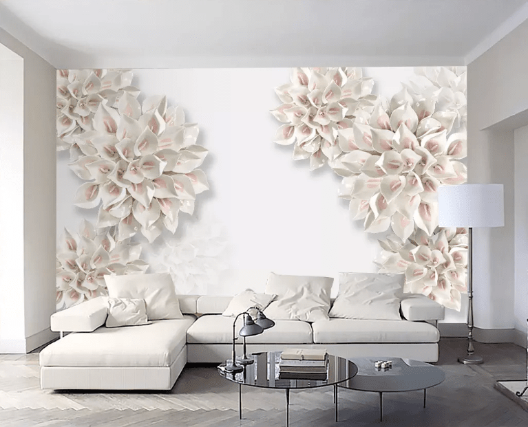 3D White Flowers 2032 Wall Murals Wallpaper AJ Wallpaper 2 