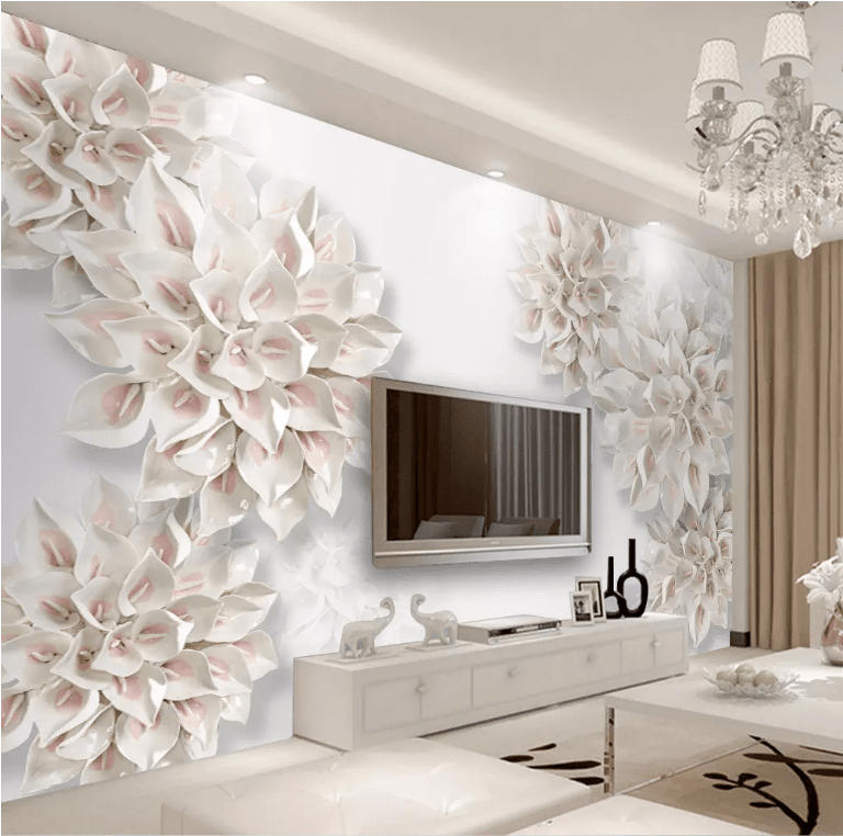 3D White Flowers 2032 Wall Murals Wallpaper AJ Wallpaper 2 