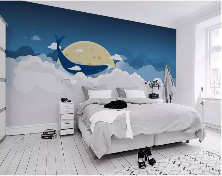 3D Cloud Whale 2070 Wall Murals