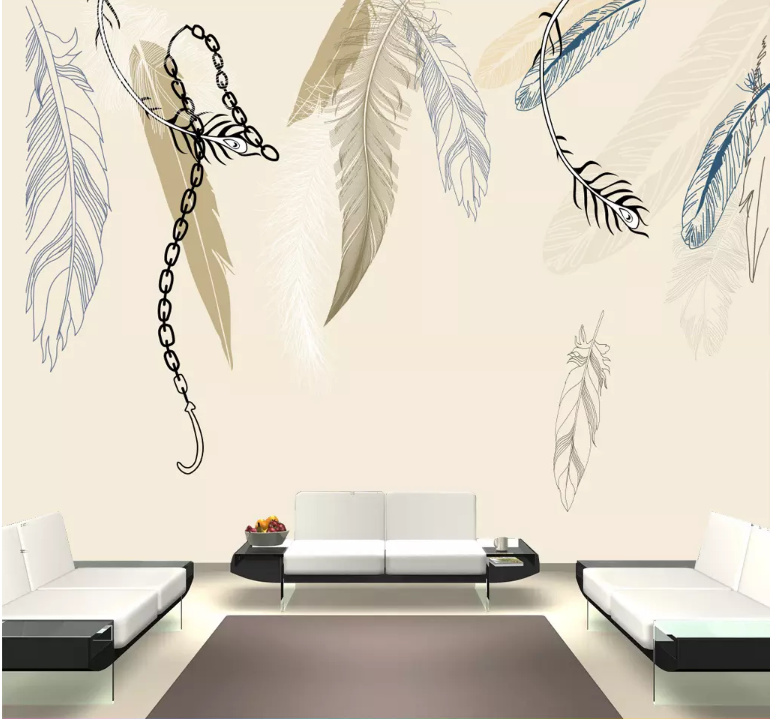 3D Painted Feather 2018 Wall Murals