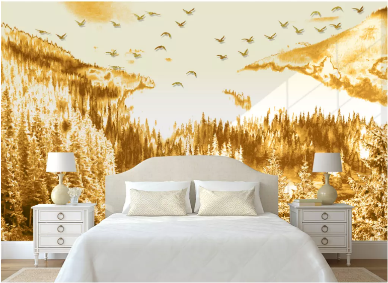 3D Golden Forest 2102 Wall Murals