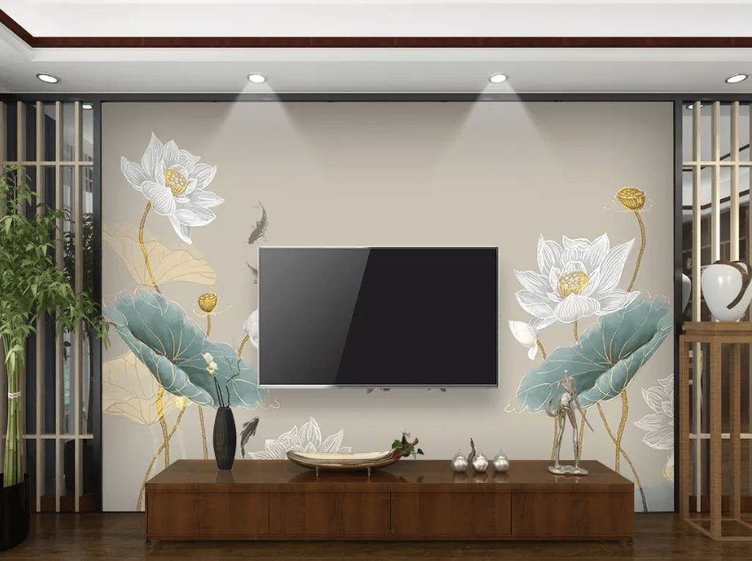 3D Lotus Leaf Goldfish 1609 Wallpaper AJ Wallpaper 2 
