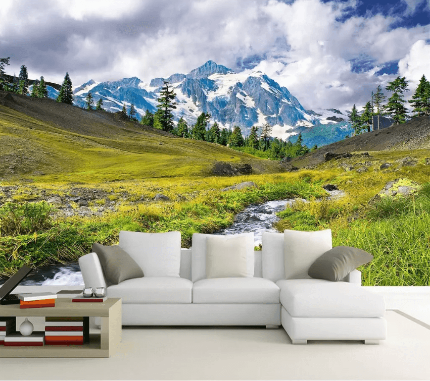 3D Snow Mountain River 1589 Wallpaper AJ Wallpaper 2 