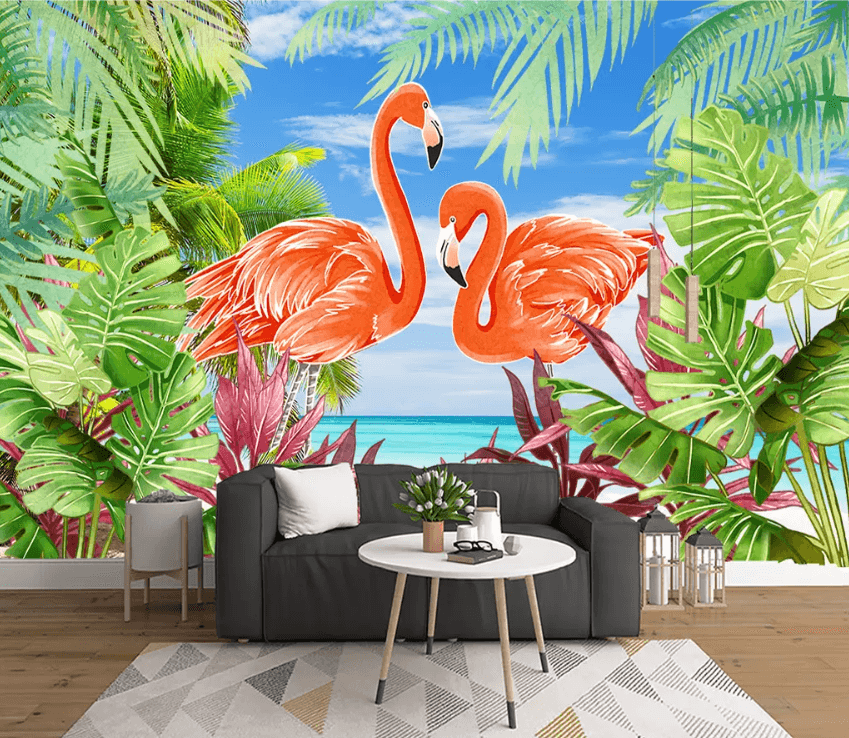 3D Plant Sea Flamingo 1519 Wallpaper AJ Wallpaper 2 