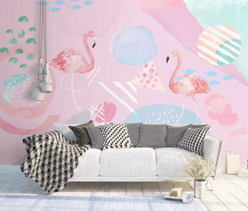 3D Flamingo Leaves 1494 Wallpaper AJ Wallpaper 2 