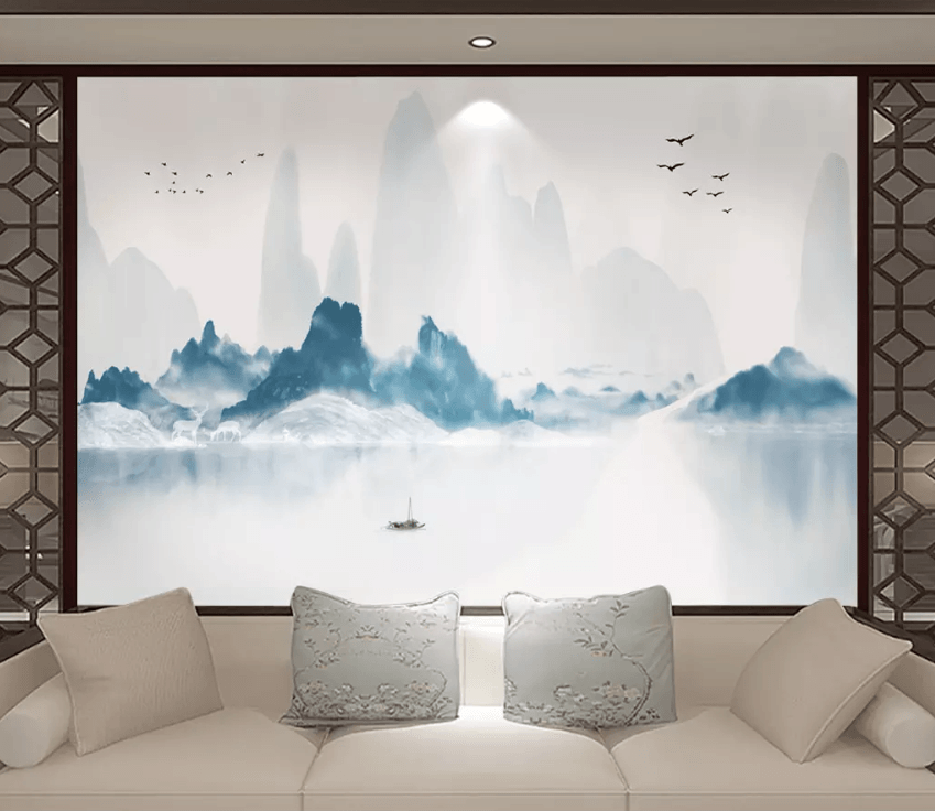 3D Lake Water Mountain Boat 1461 Wallpaper AJ Wallpaper 2 