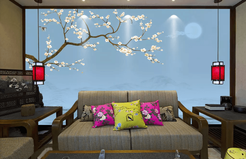 3D Moon Branch Flower 1435 Wallpaper AJ Wallpaper 2 