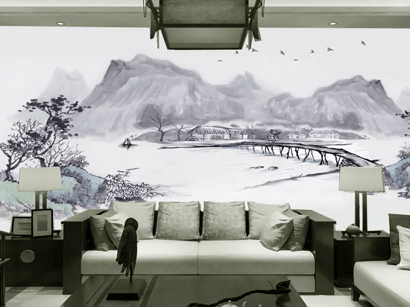 3D Ink Painting Landscape Bridge 1381 Wallpaper AJ Wallpaper 2 