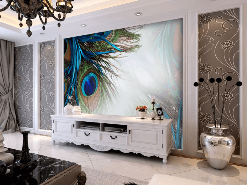 3D Green Peacock Tail 1361 Wallpaper AJ Wallpaper 2 