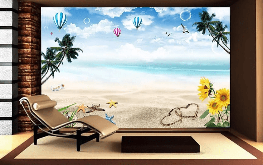 3D Beach Starfish Sunflower 1297 Wallpaper AJ Wallpaper 2 
