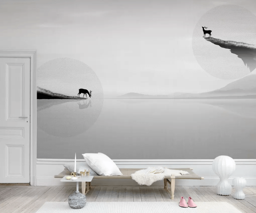 3D Deer Cliff Drinking Water 1292 Wallpaper AJ Wallpaper 2 