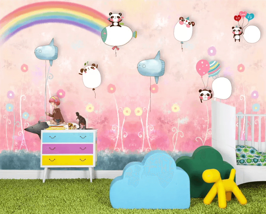 3D Rainbow Little Girl Balloon 1245 Wallpaper AJ Wallpaper 2 