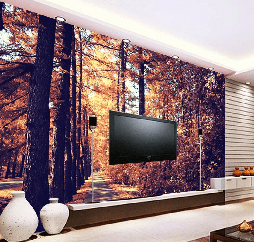 3D Maple Forest Small Road 1211 Wallpaper AJ Wallpaper 2 