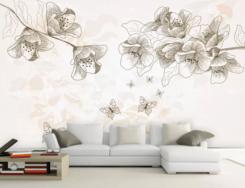 3D Sketch Butterfly Flower 1190 Wallpaper AJ Wallpaper 2 