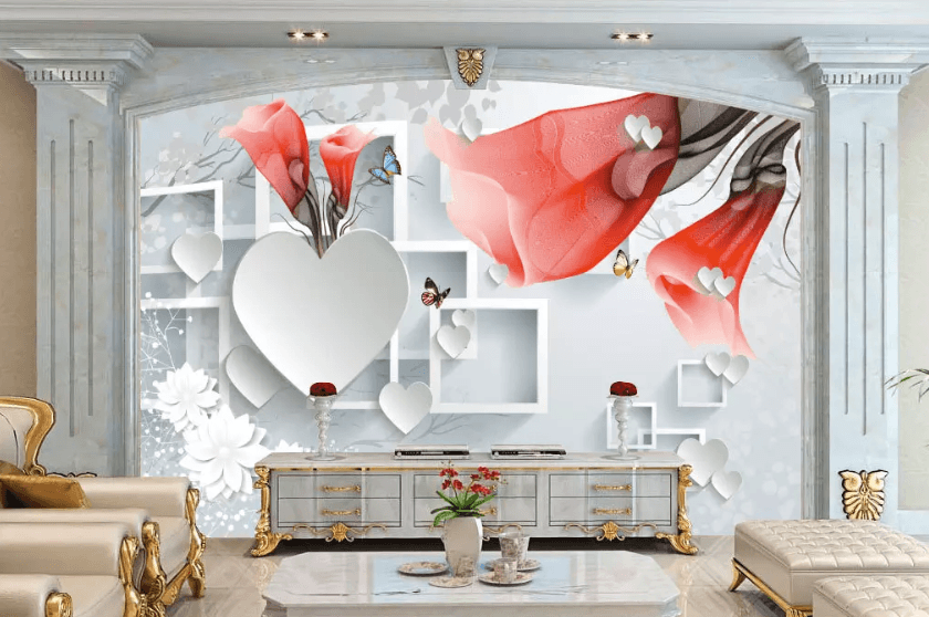 3D Red Lily Butterfly 1180 Wallpaper AJ Wallpaper 2 