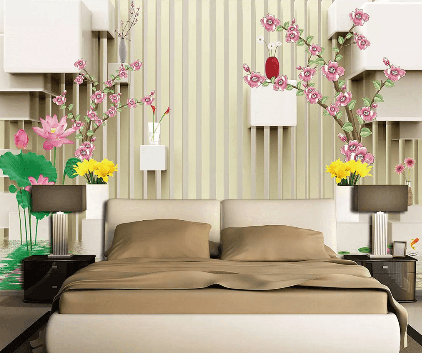 3D Lotus Swan Fish 1160 Wallpaper AJ Wallpaper 2 