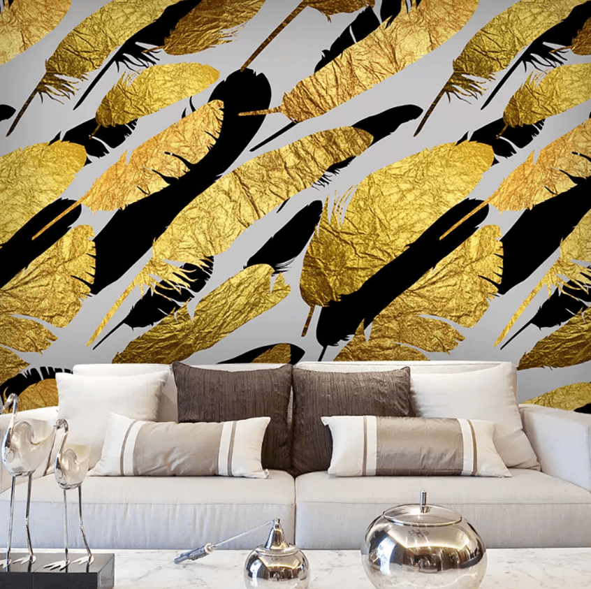 3D Golden Leaf 1074 Wallpaper AJ Wallpaper 2 