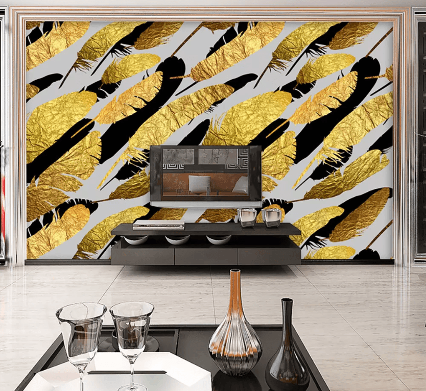 3D Golden Leaf 1074 Wallpaper AJ Wallpaper 2 