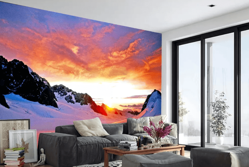 3D Sunset Melting Snow 1072 Wallpaper AJ Wallpaper 2 