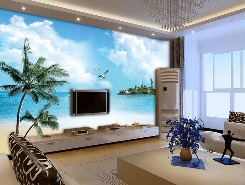 3D Coconut Tree Starfish Island 852 Wallpaper AJ Wallpaper 2 