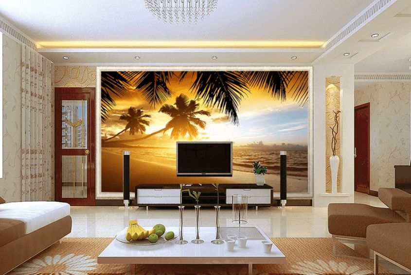 3D Sunset Coconut Tree 816 Wallpaper AJ Wallpaper 2 