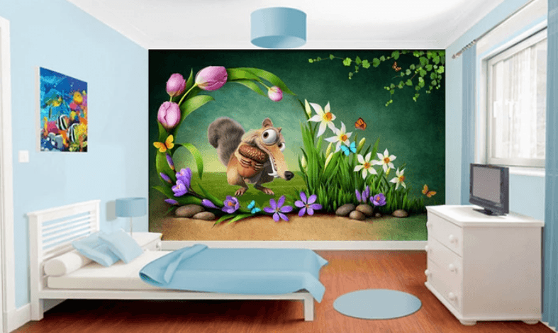 3D Squirrel Butterfly Flower 745 Wallpaper AJ Wallpaper 2 