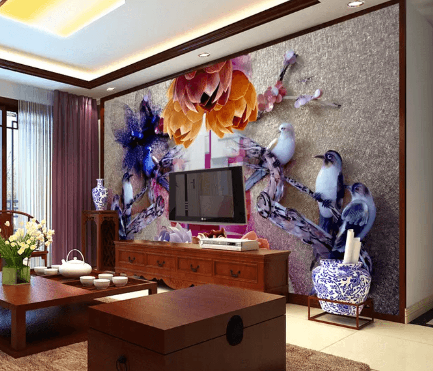 3D Plastic Flowers And Birds 720 Wallpaper AJ Wallpaper 2 