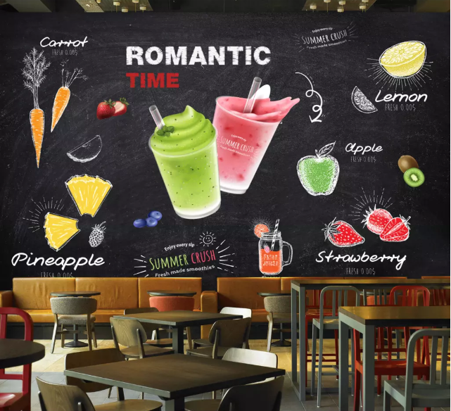 3D Strawberry Cold Drink 2094 Wall Murals
