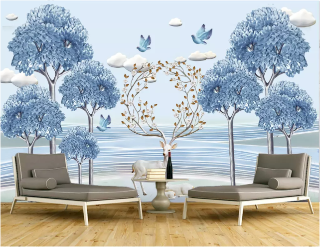 3D Tree Bird 2084 Wall Murals