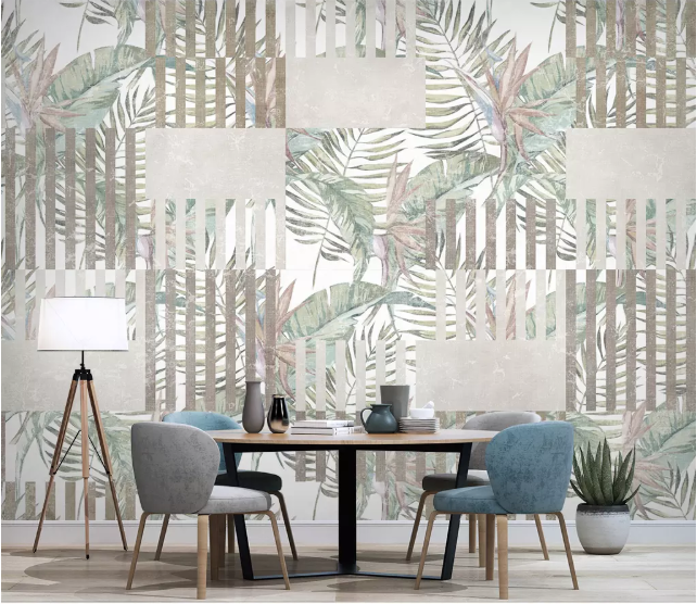 3D Grey Leaves 2150 Wall Murals