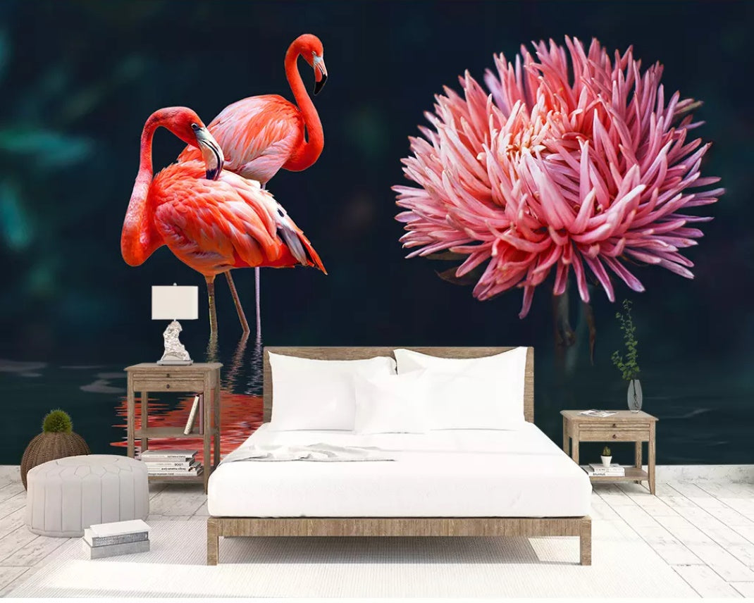 3D Pink Flamingo 1201 Wall Murals Wallpaper AJ Wallpaper 2 