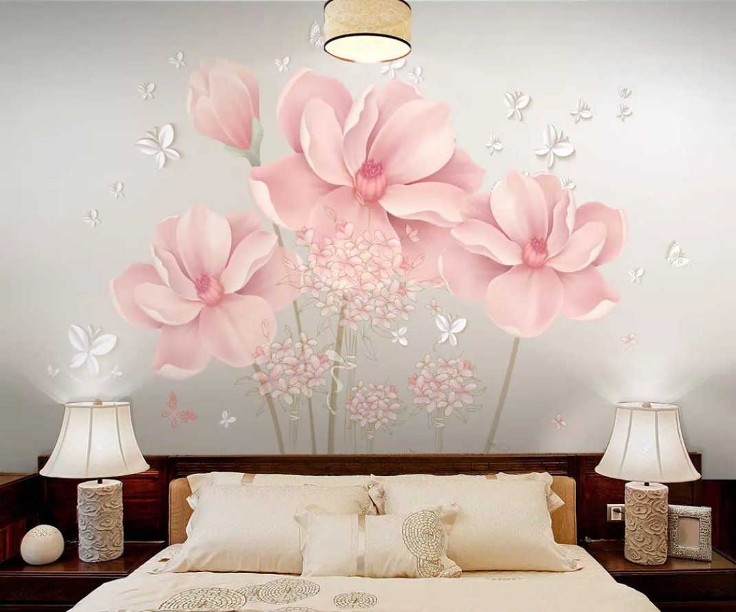 3D Pink Flowers 355 Wall Murals Wallpaper AJ Wallpaper 2 