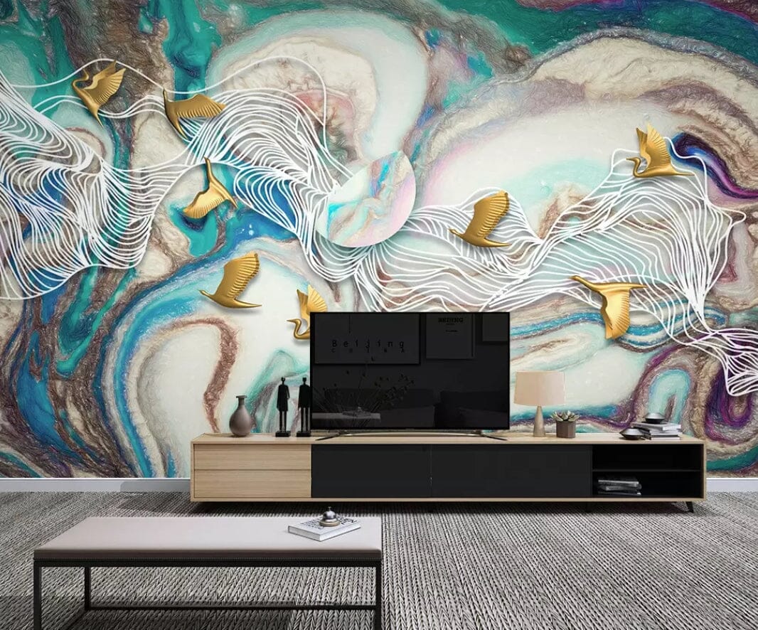 3D Golden Bird 2223 Wall Murals Wallpaper AJ Wallpaper 2 