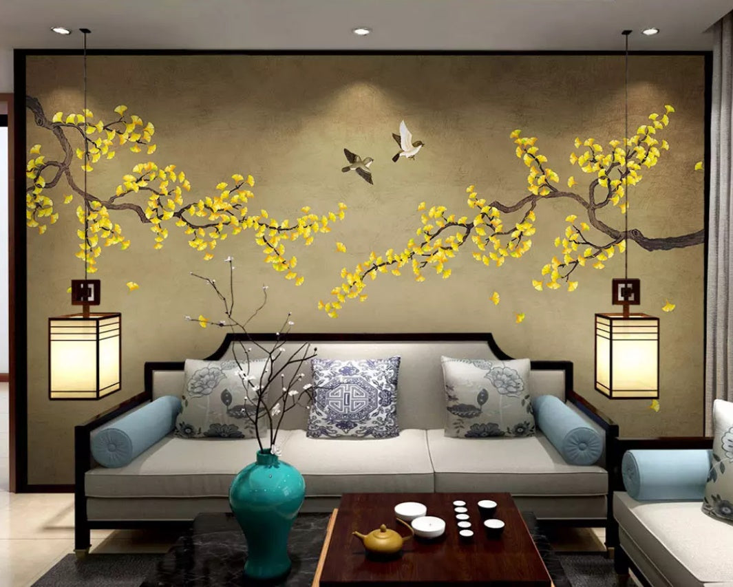 3D Golden Flowers 1065 Wall Murals Wallpaper AJ Wallpaper 2 