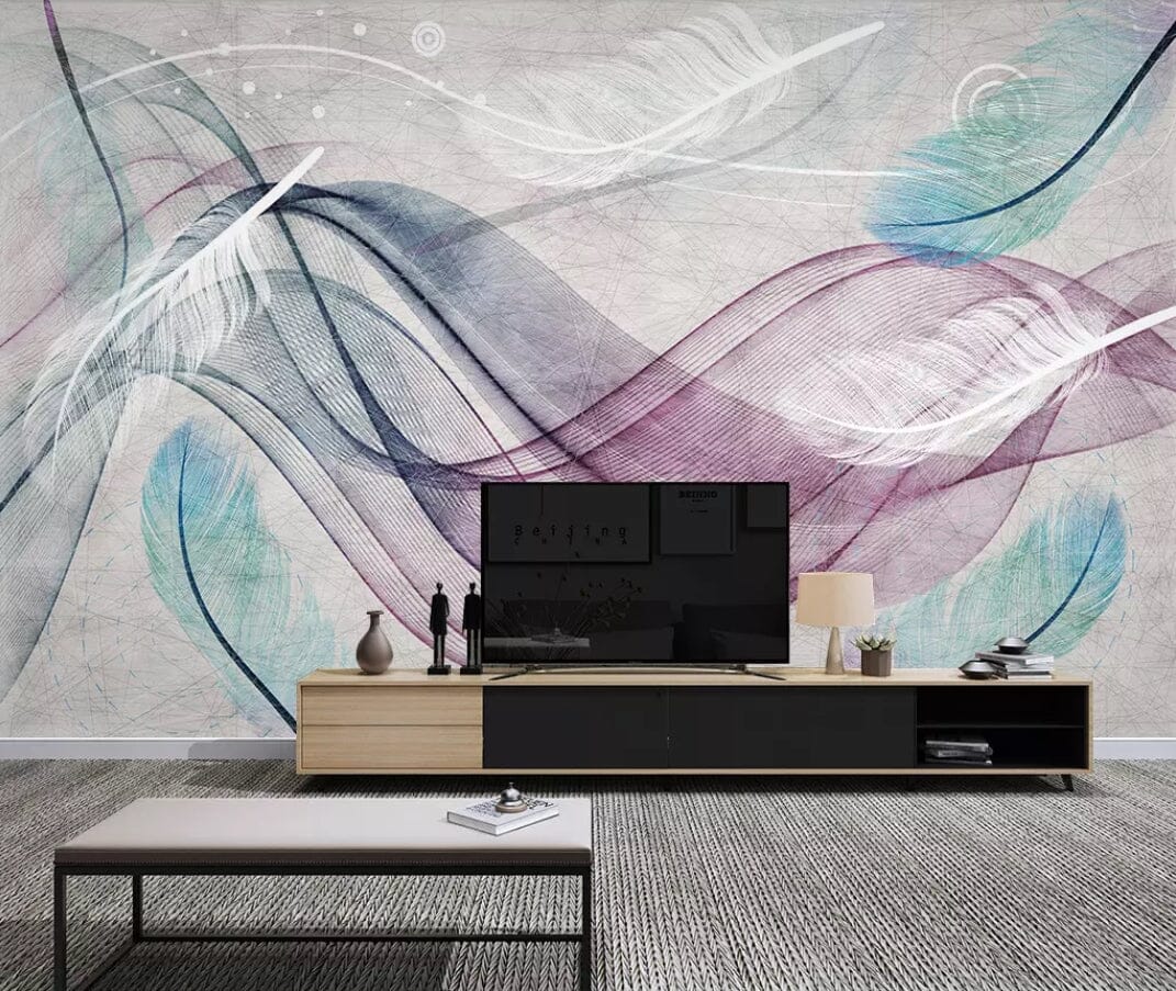 3D Feather Wave 1941 Wall Murals