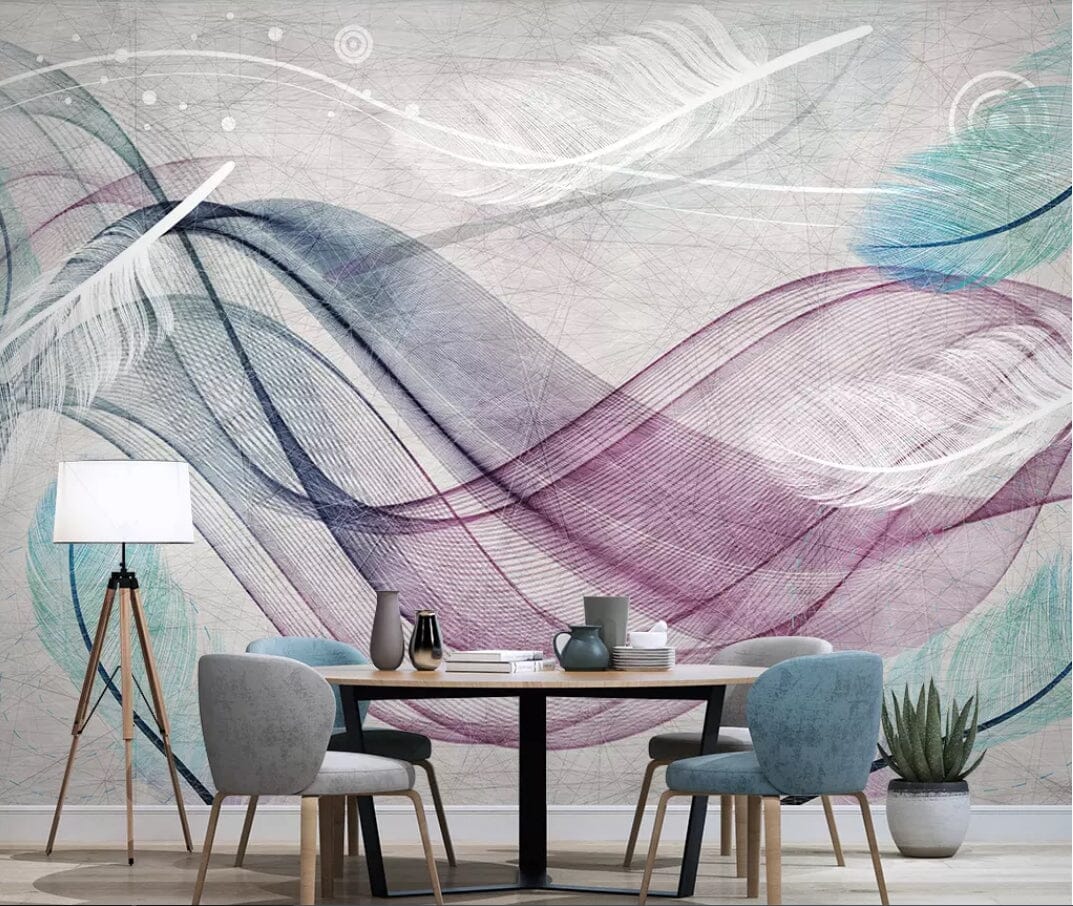 3D Feather Wave 1941 Wall Murals