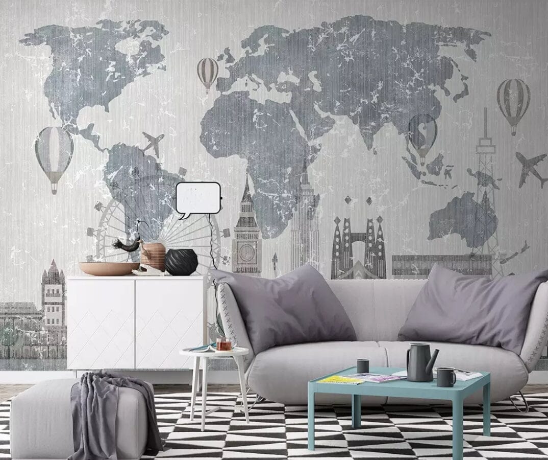 3D Gray Map 2236 Wall Murals Wallpaper AJ Wallpaper 2 