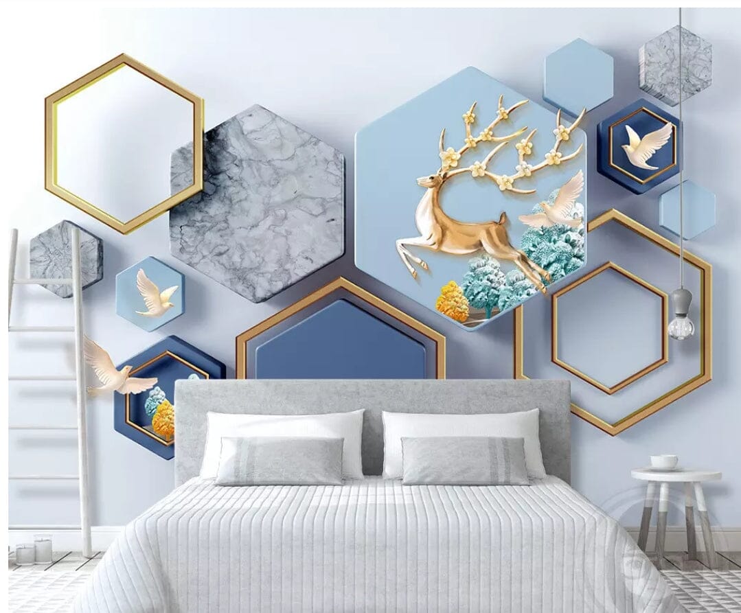 3D Deer Rhombus 1940 Wall Murals Wallpaper AJ Wallpaper 2 