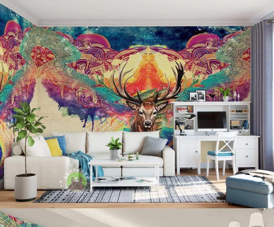 3D Elk Color Cloud 971 Wall Murals Wallpaper AJ Wallpaper 2 